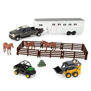 John Deere Hobby Set with Skid Steer, Gator, Ford Pickup and Trailer