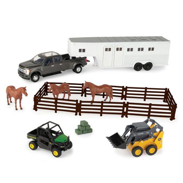 John Deere Hobby Set with Skid Steer, Gator, Ford Pickup and Trailer