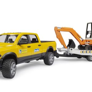 Ram Pickup with Mini Excavator